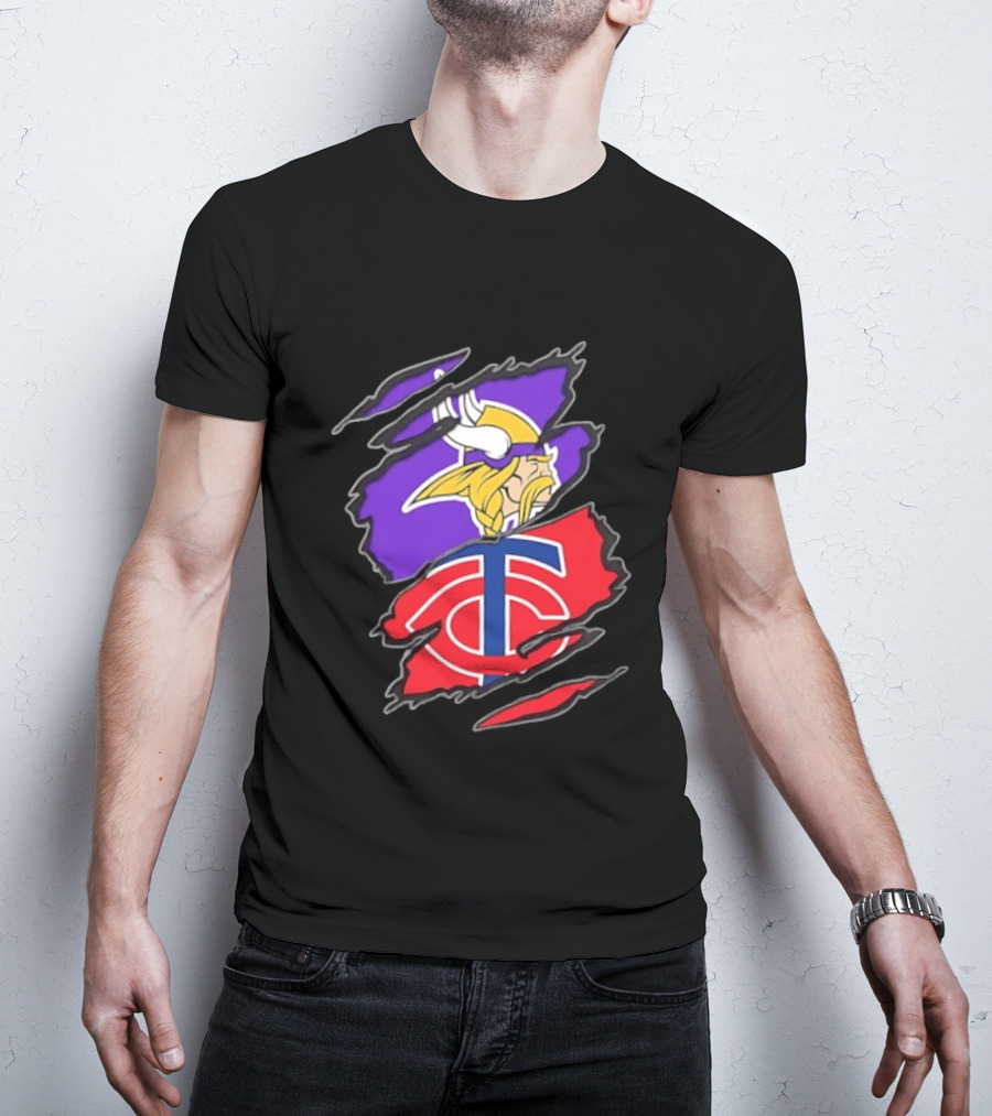 Minnesota Vikings Minnesota Twins Two Teams One Heart T-Shirt