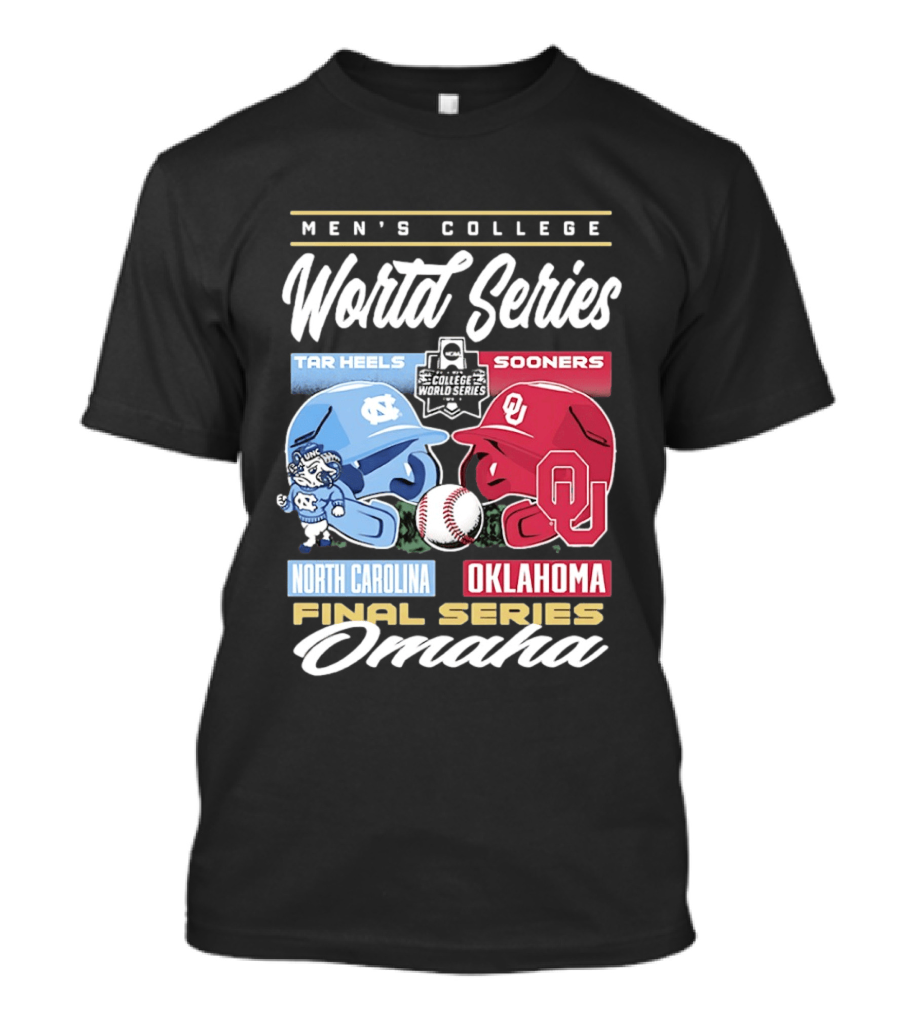 Men's College World Series Tar Heels Sooners North Carolina Oklahoma Final Series Omaha T-Shirt