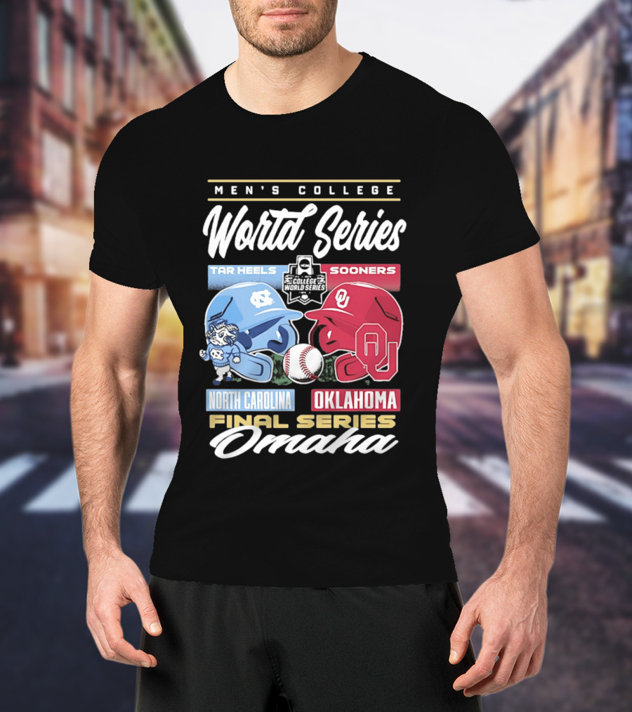 Men's College World Series Tar Heels Sooners North Carolina Oklahoma Final Series Omaha T-Shirt