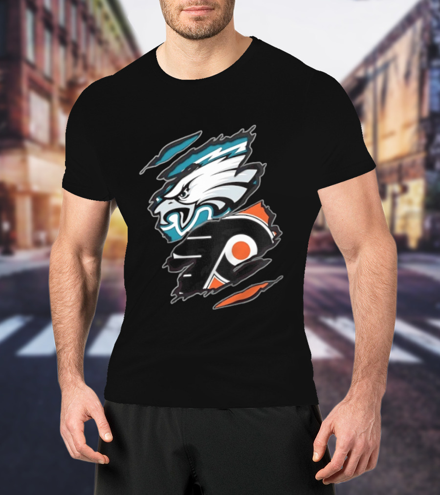 Philadelphia Eagles And Philadelphia Flyers Two Teams One Heart T-Shirt