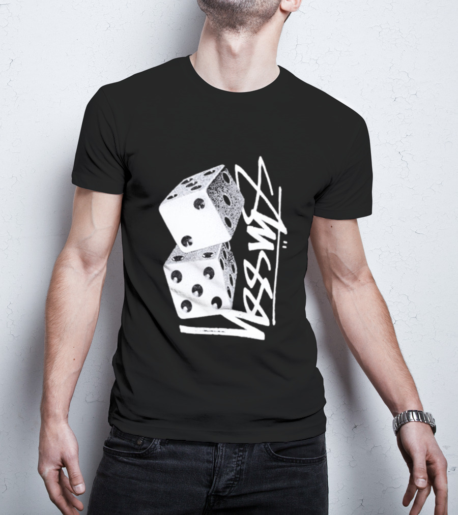 Pla Skateboarding Stussy Dice Stacked Six Side Metal T-Shirt