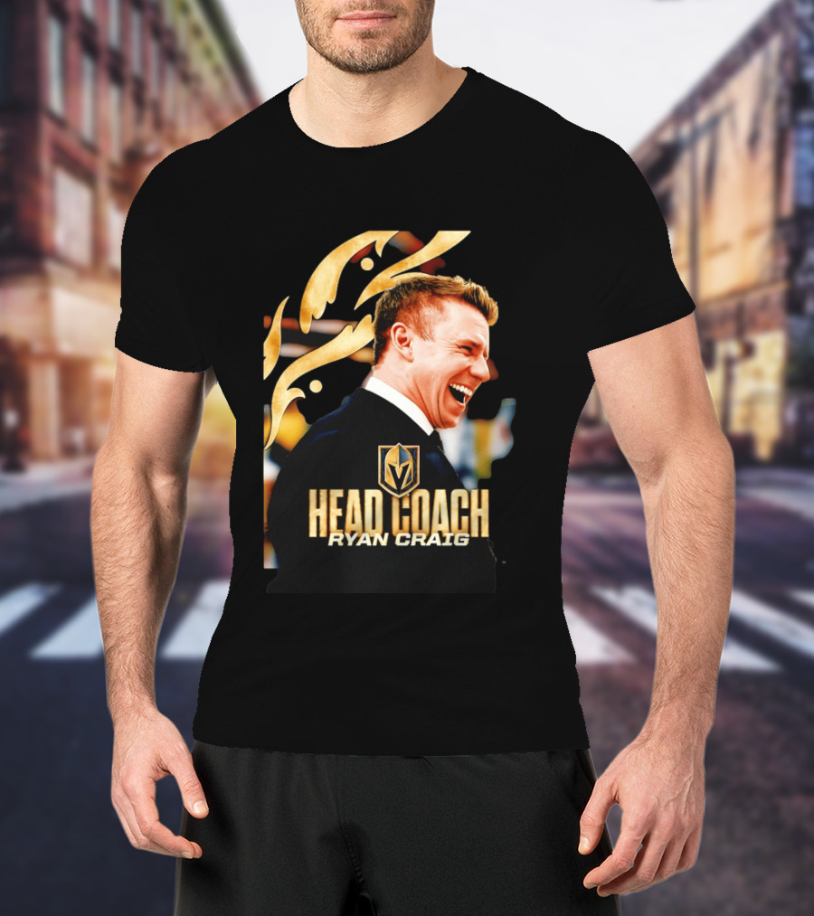Head Coach Ryan Craig Henderson Silver Knights Golden T-Shirt