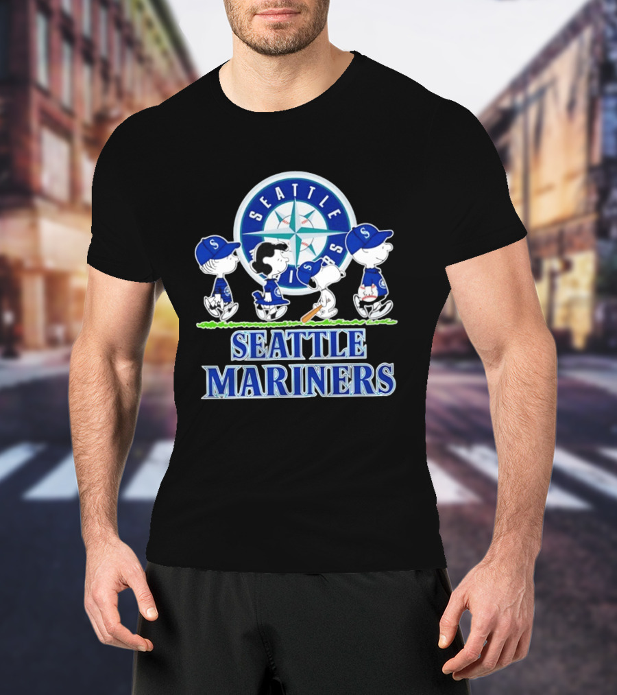 Seattle Mariners Snoopy Charlie Brown Lucy Linus Abbey Road Crossover 2026 T-Shirt