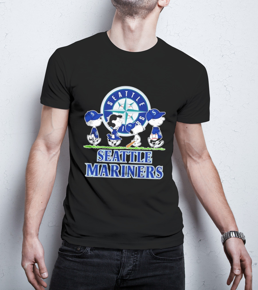 Seattle Mariners Snoopy Charlie Brown Lucy Linus Abbey Road Crossover 2026 T-Shirt