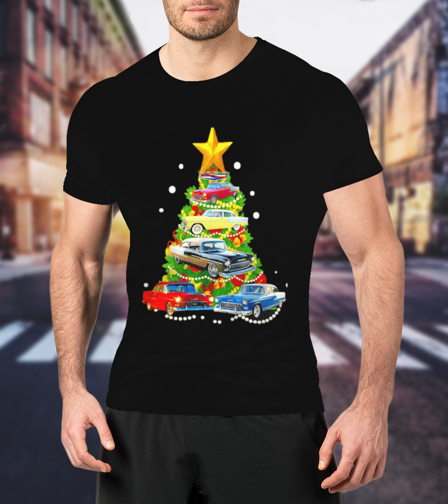 1955 Chevy Christmas Tree Holiday Vintage Car Enthusiasts T-Shirt