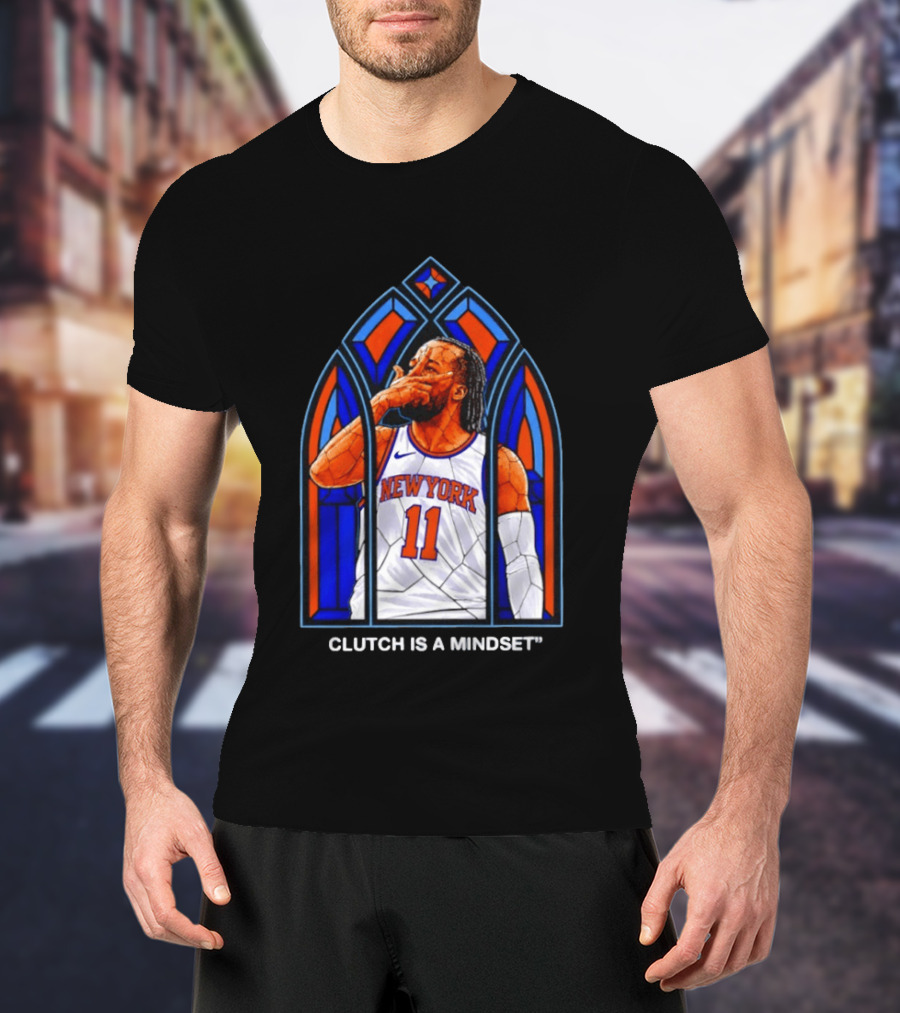 New York Knicks Jalen Brunson Number 11 Clutch Is A Mindset Stained Glass T-Shirt