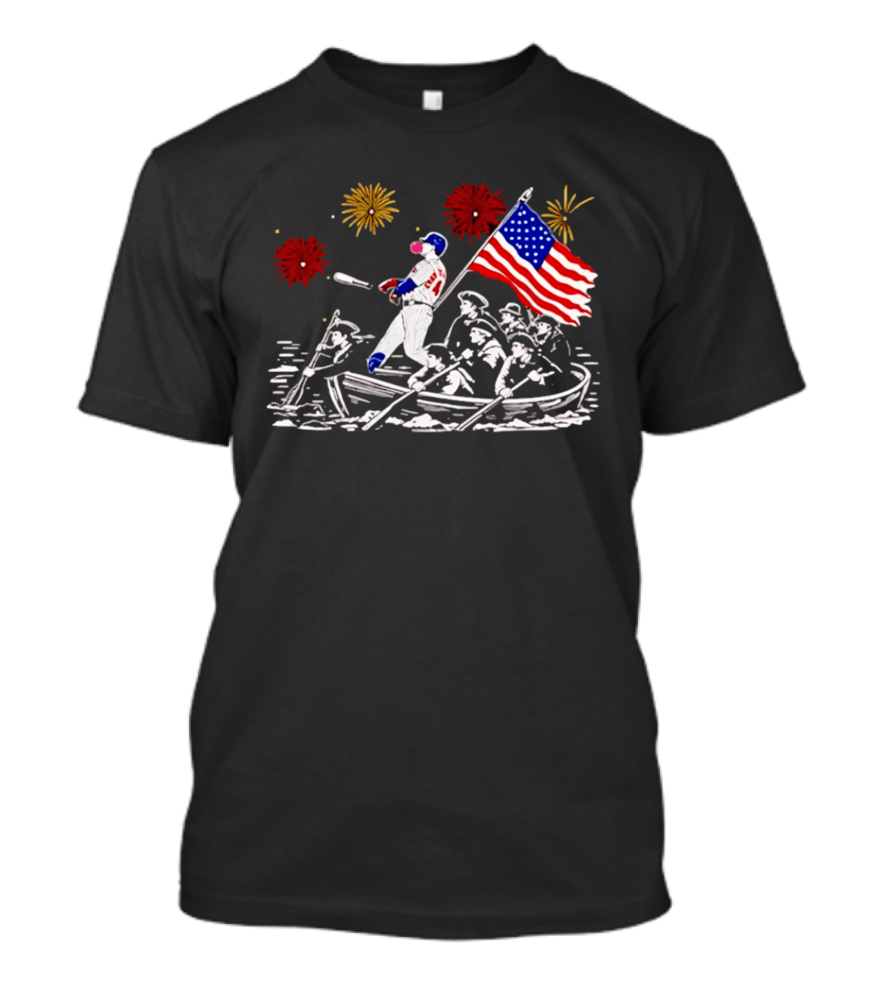 PCA Cubs Crossing The Delaware Patriotic Baseball Fireworks Celebration T-Shirt