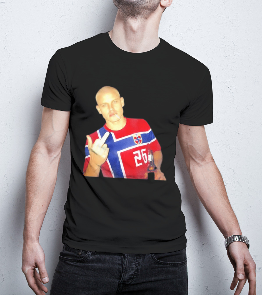 Erling Haaland Norway National Football Team 26 Middle Finger Gesture Jersey T-Shirt