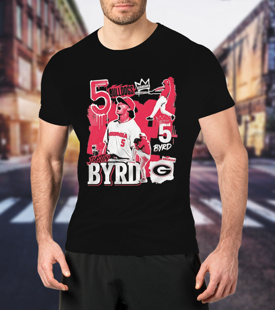Georgia Bulldogs Justin Byrd 5 Baseball Champion Fan Gear T-Shirt