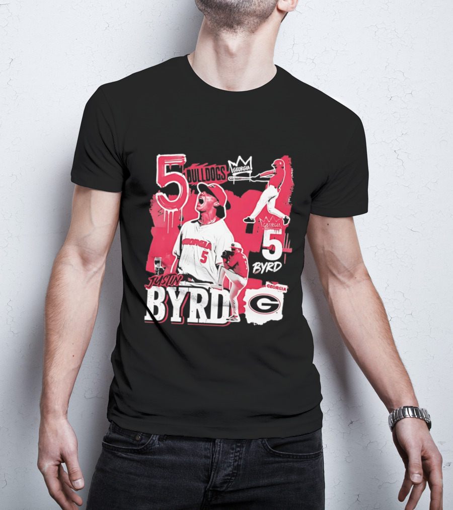 Georgia Bulldogs Justin Byrd 5 Baseball Champion Fan Gear T-Shirt
