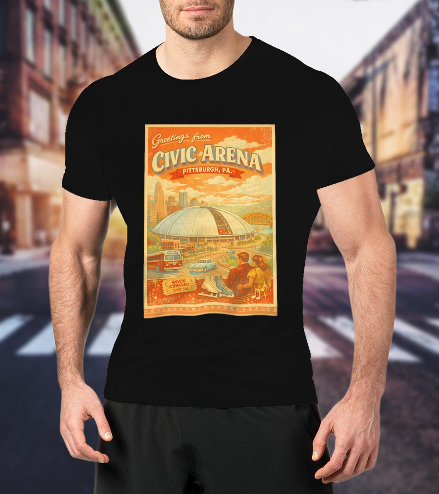 Greetings From Civic Arena Pittsburgh PA Rock Concert Admit One T-Shirt