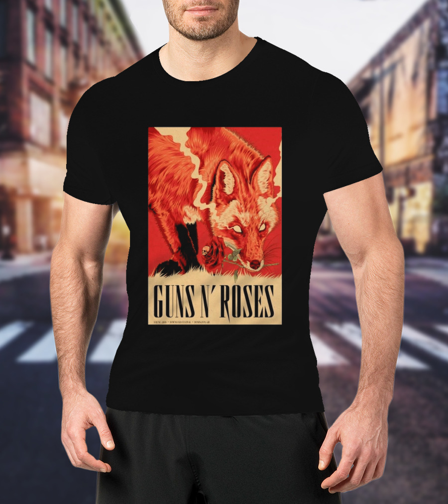 Guns N' Roses Fox With Rose Download Festival June 13 2026 Donington Park Castle Donington Leicestershire T-Shirt