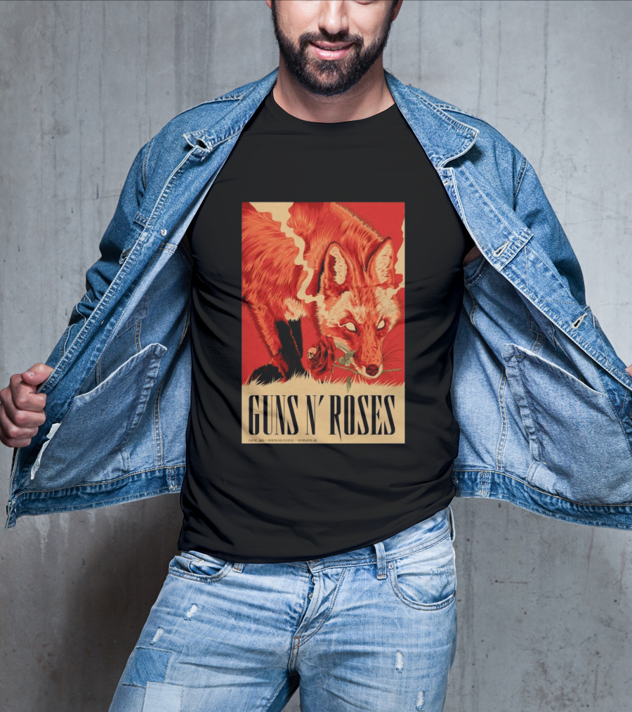 Guns N' Roses Fox With Rose Download Festival June 13 2026 Donington Park Castle Donington Leicestershire T-Shirt