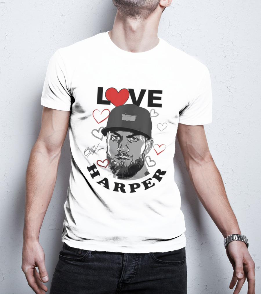 Love Bryce Harper Philadelphia Phillies Baseball Heart T-Shirt