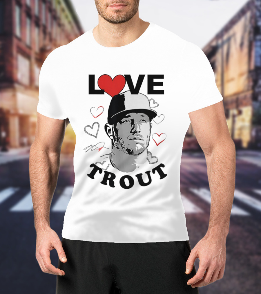 Love Mike Trout Los Angeles Angels Heart Baseball Player T-Shirt