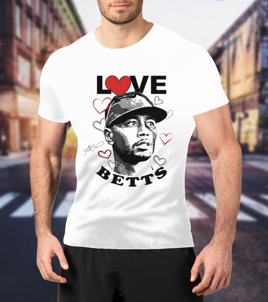 Love Betts Heart Baseball Los Angeles Dodgers Mookie T-Shirt