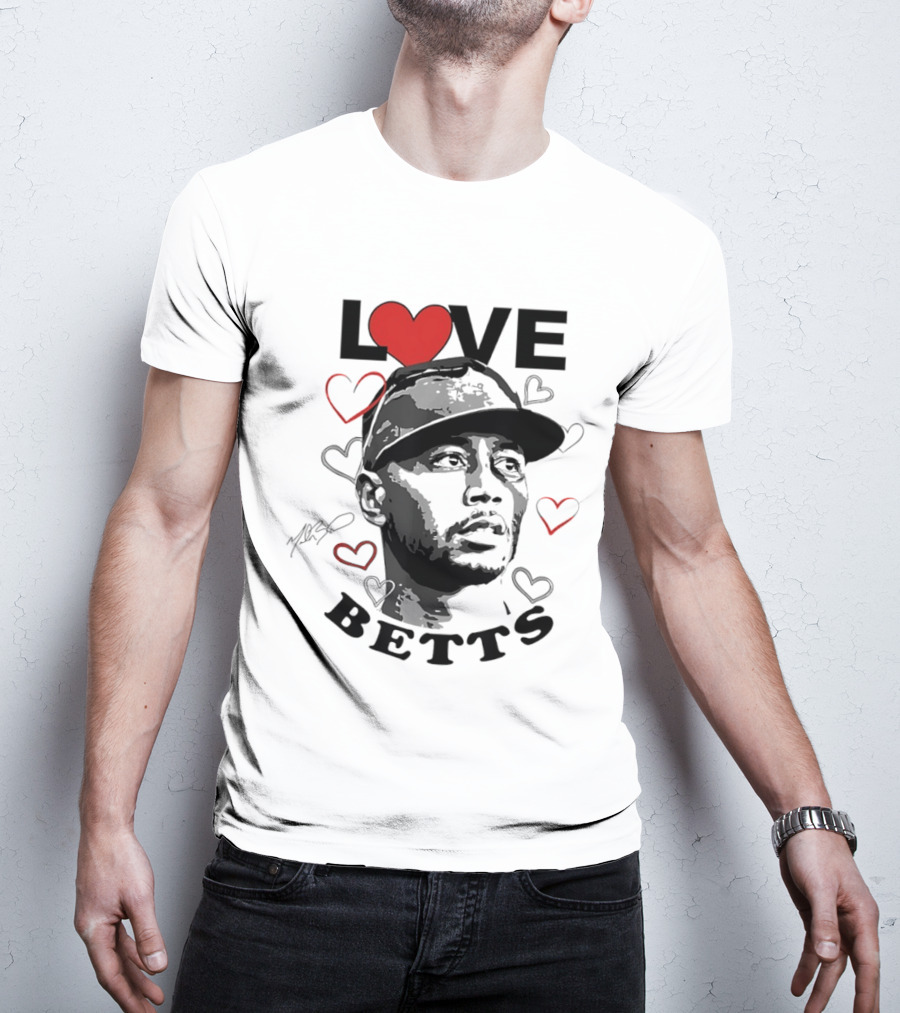 Love Betts Heart Baseball Los Angeles Dodgers Mookie T-Shirt