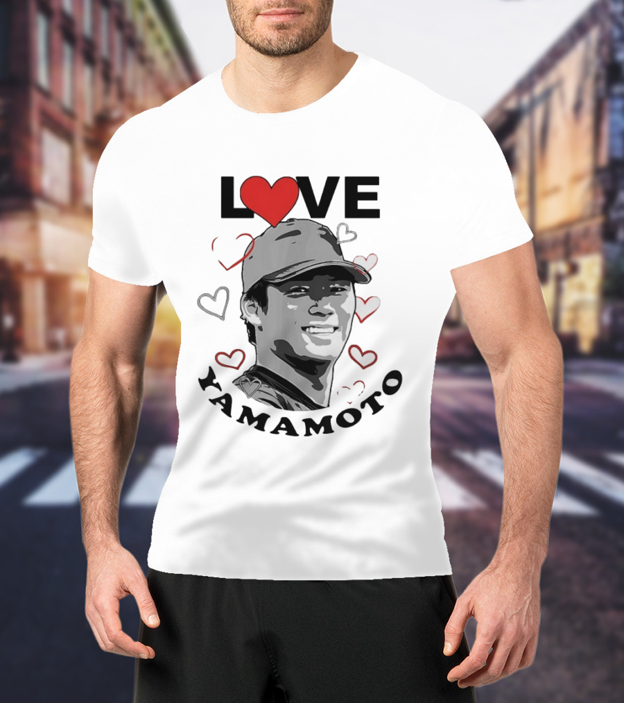 Love Yoshinobu Yamamoto Heart Baseball Fan T-Shirt