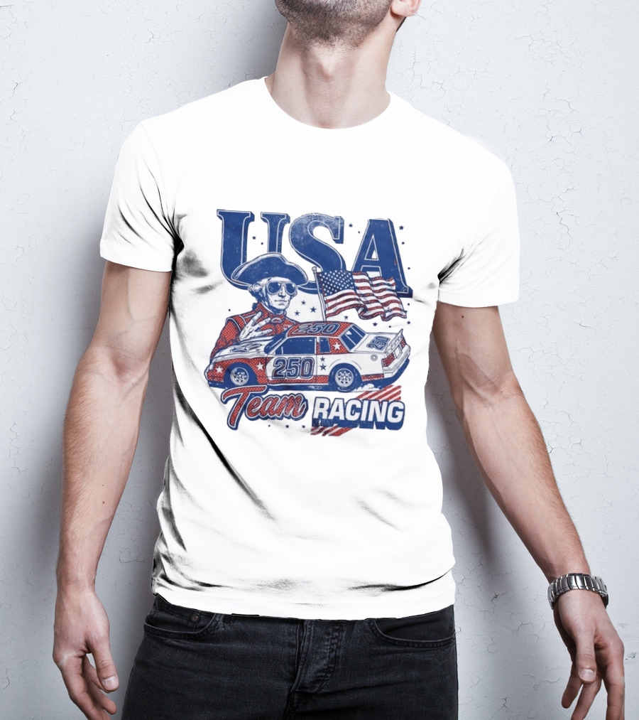 USA Team Racing 250 George Washington American Flag T-Shirt