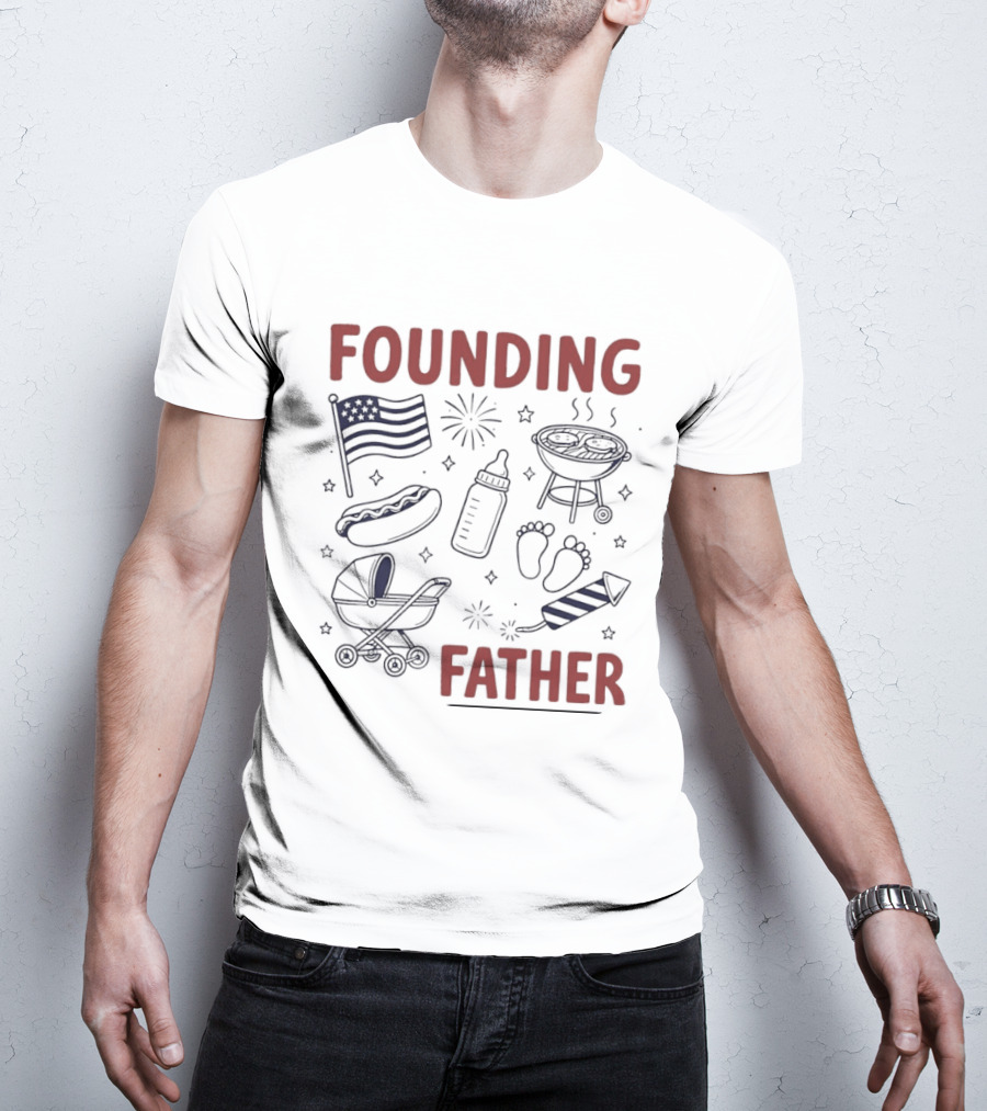 Founding Father USA Flag BBQ Firework Baby 4th Of July T-Shirt