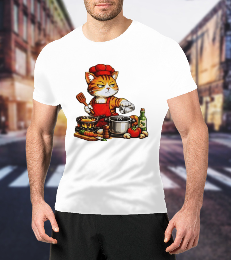 I Cook Better When You're Not Ing Cat Chef Cooking Scene T-Shirt