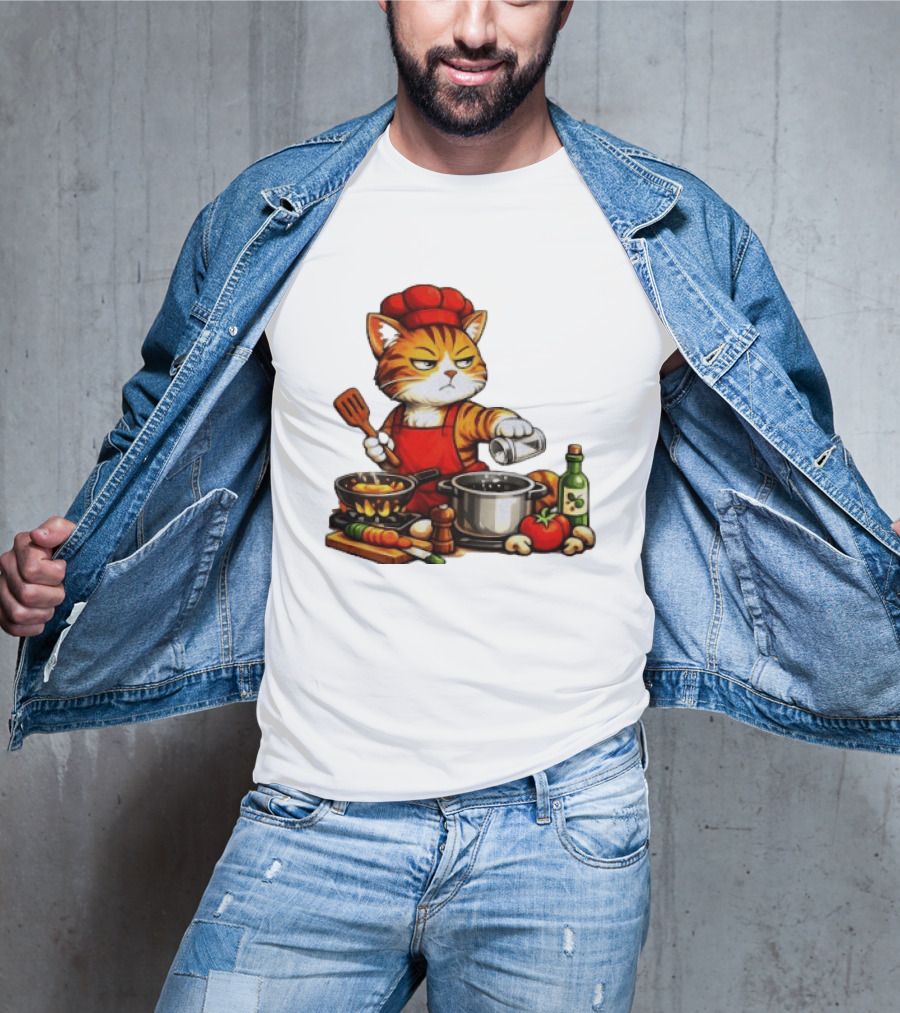I Cook Better When You're Not Ing Cat Chef Cooking Scene T-Shirt