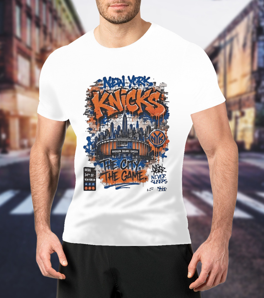 New York Knicks MSG Madison Square Garden 34th Street Graffiti T-Shirt