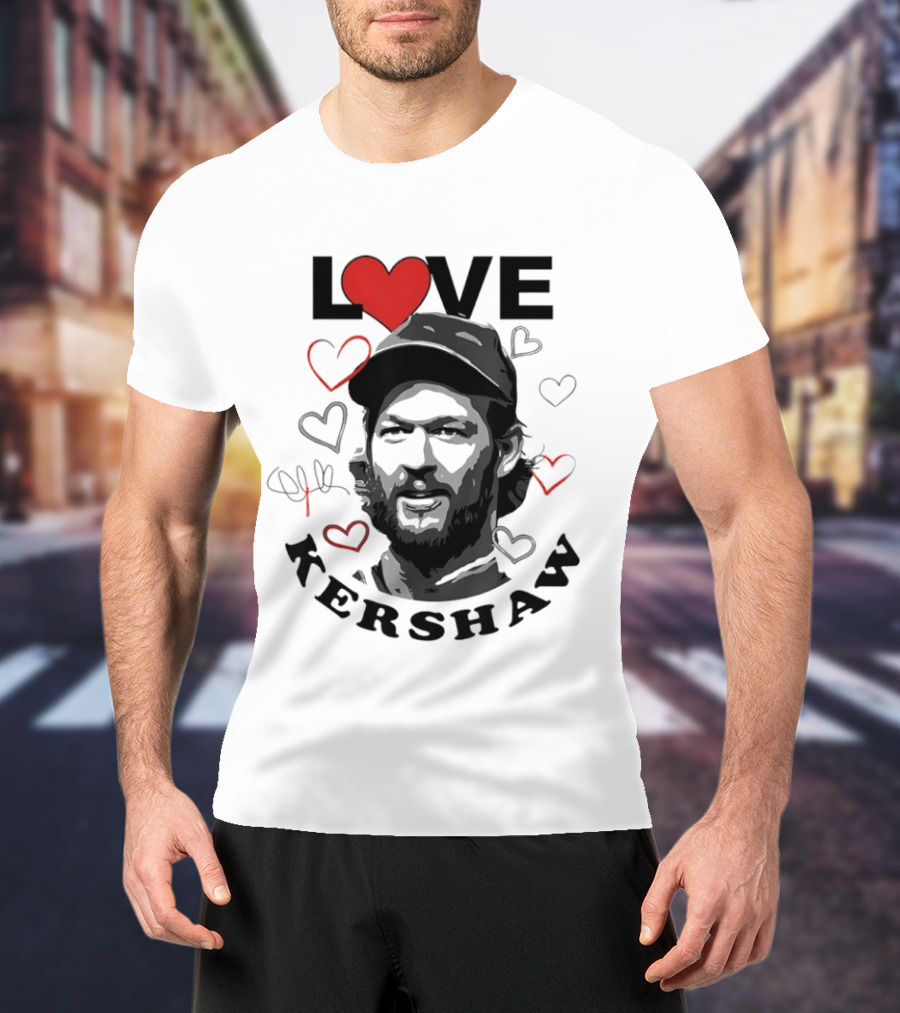 LOVE Kershaw Los Angeles Dodgers Baseball Heart T-Shirt
