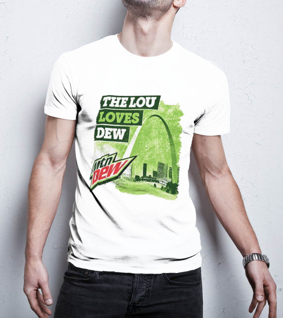 The Lou Loves Dew Mtn Dew St Louis Gateway Arch T-Shirt