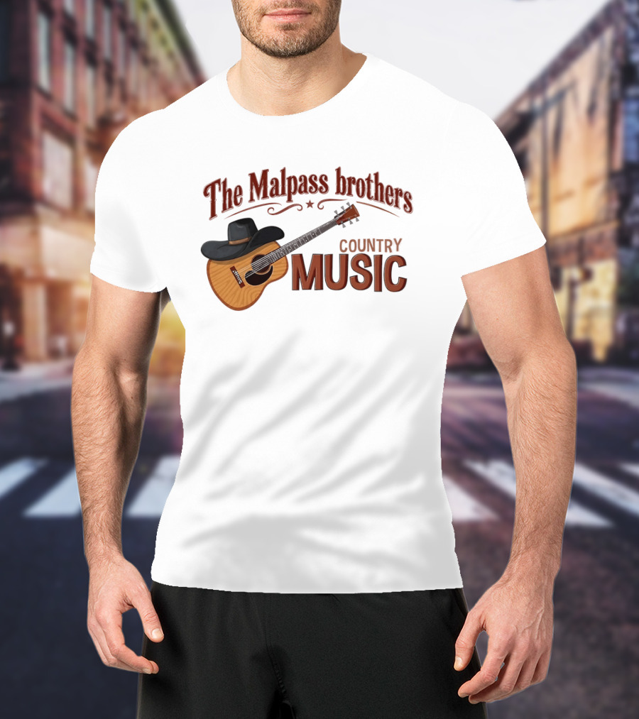 The Malpass Brothers Country Music Guitar And Cowboy Hat T-Shirt