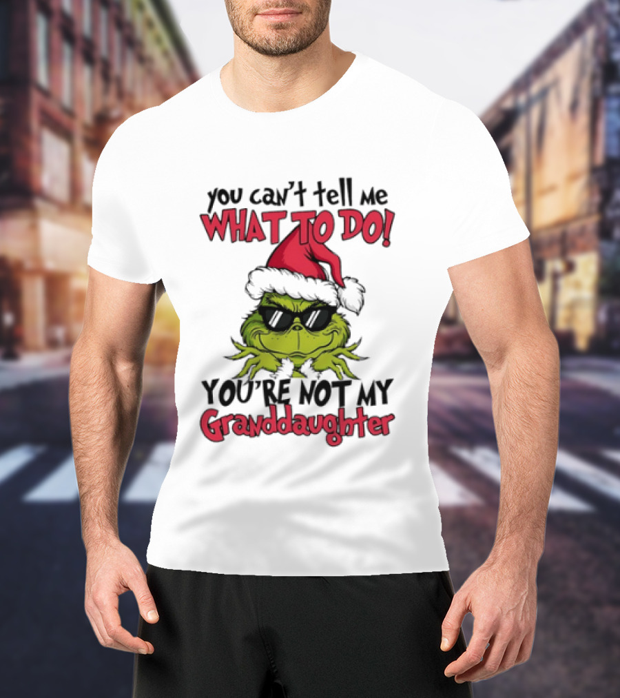 You Can't Tell Me What To Do You're Not My Granddaughter Grinch Santa Hat T-Shirt
