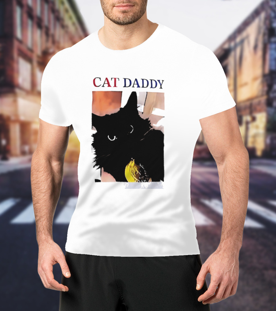 Cat Daddy Black Cat Image With Yellow Banana Accessory T-Shirt