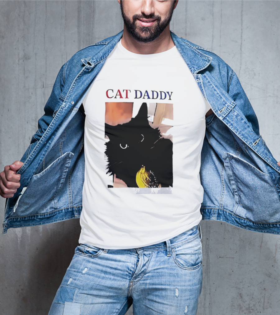 Cat Daddy Black Cat Image With Yellow Banana Accessory T-Shirt