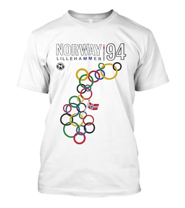 Norway Lillehammer 1994 Winter Games Rings Map T-Shirt