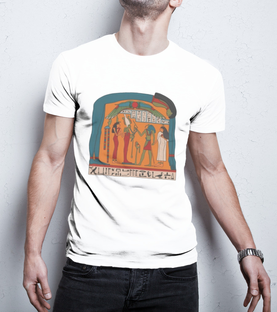 Panel Of Tabakenkhonsu Egyptian Hieroglyphs And Deities T-Shirt