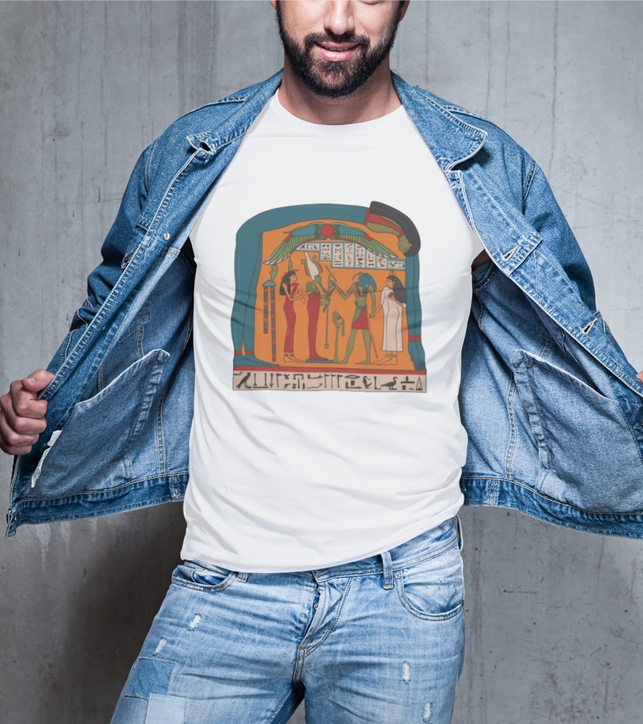 Panel Of Tabakenkhonsu Egyptian Hieroglyphs And Deities T-Shirt