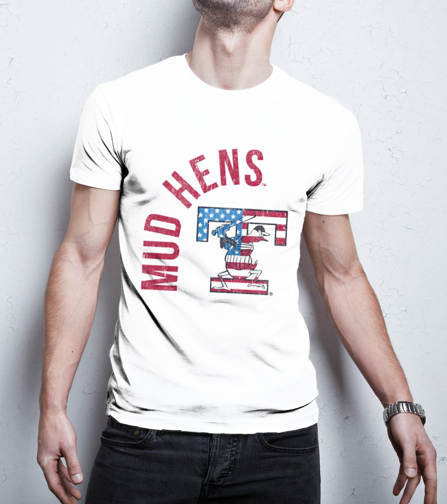 Toledo Mud Hens Patriotic Baseball Logo Red White Blue T-Shirt
