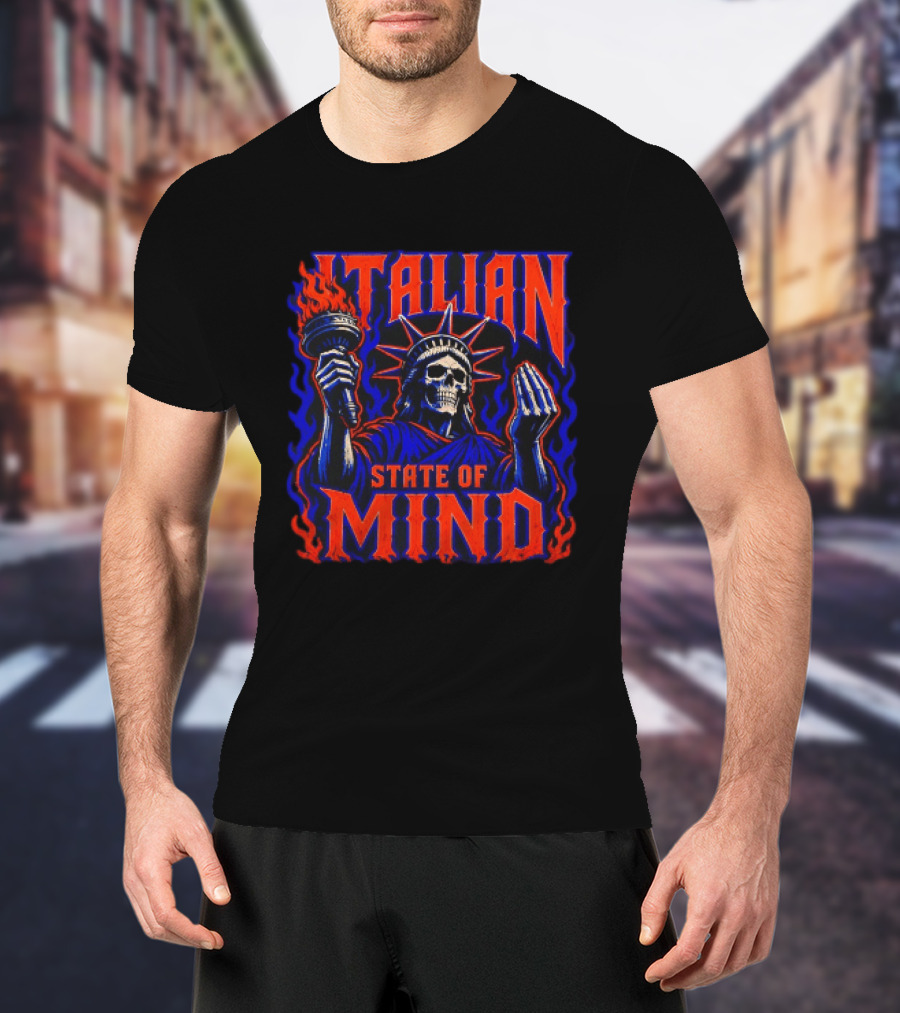Italian State Of Mind Skeleton Statue Of Liberty New York Knicks T-Shirt