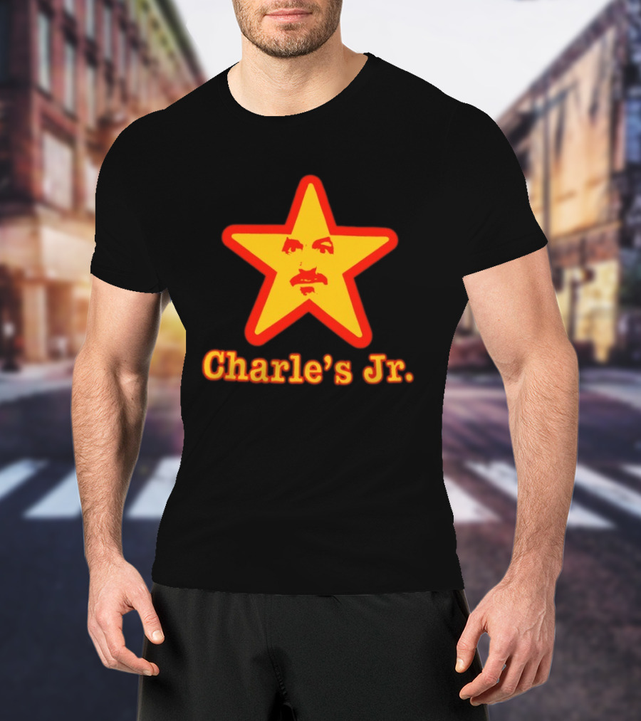 Charle's Jr Star Retro Iconic Face In Yellow Star T-Shirt
