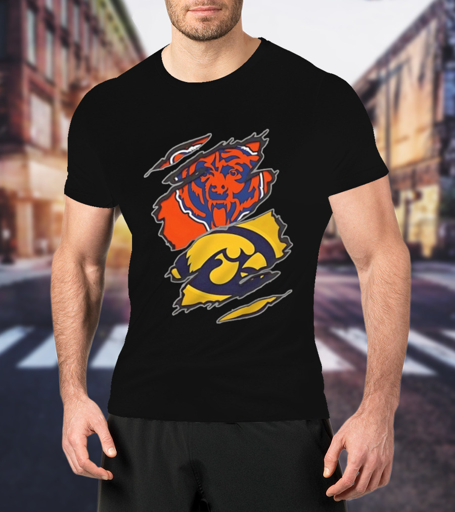 Chicago Bears Iowa Hawkeyes Two Teams One Heart T-Shirt