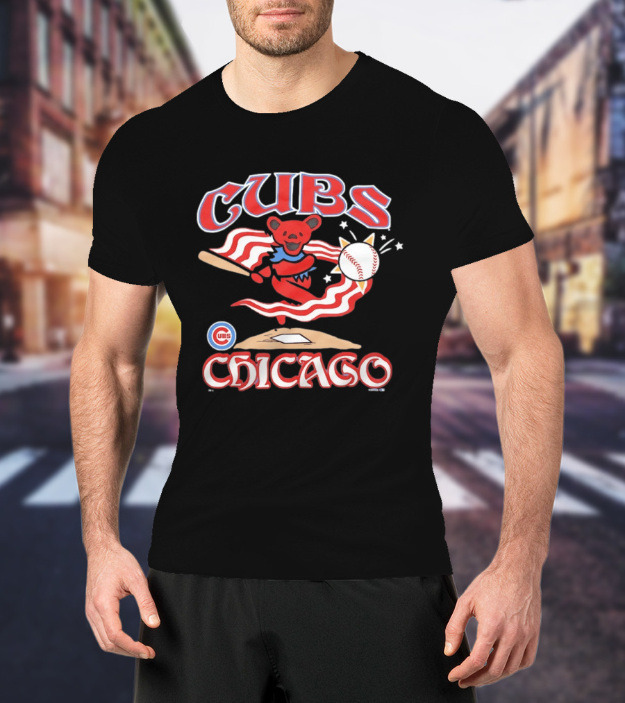 Chicago Cubs Grateful Dead Dancing Bear Baseball Collaboration T-Shirt