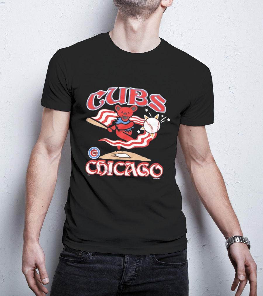Chicago Cubs Grateful Dead Dancing Bear Baseball Collaboration T-Shirt