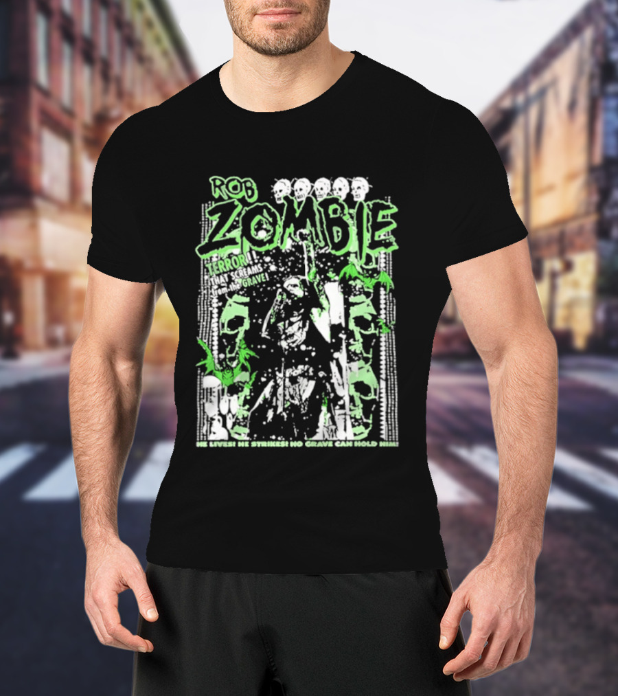 Rob Zombie Neon Green Skeletons Terror From The Grave T-Shirt