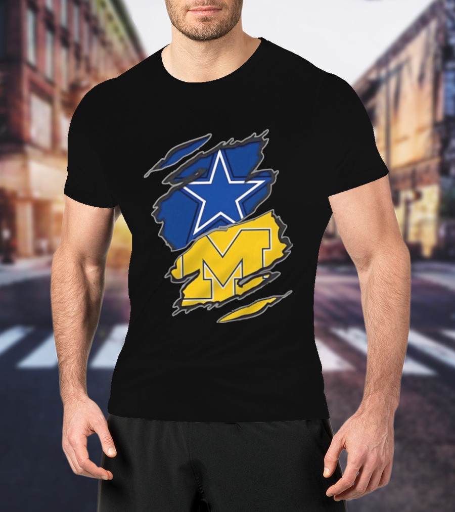 Dallas Cowboys Michigan Wolverines Two Teams One Heart T-Shirt