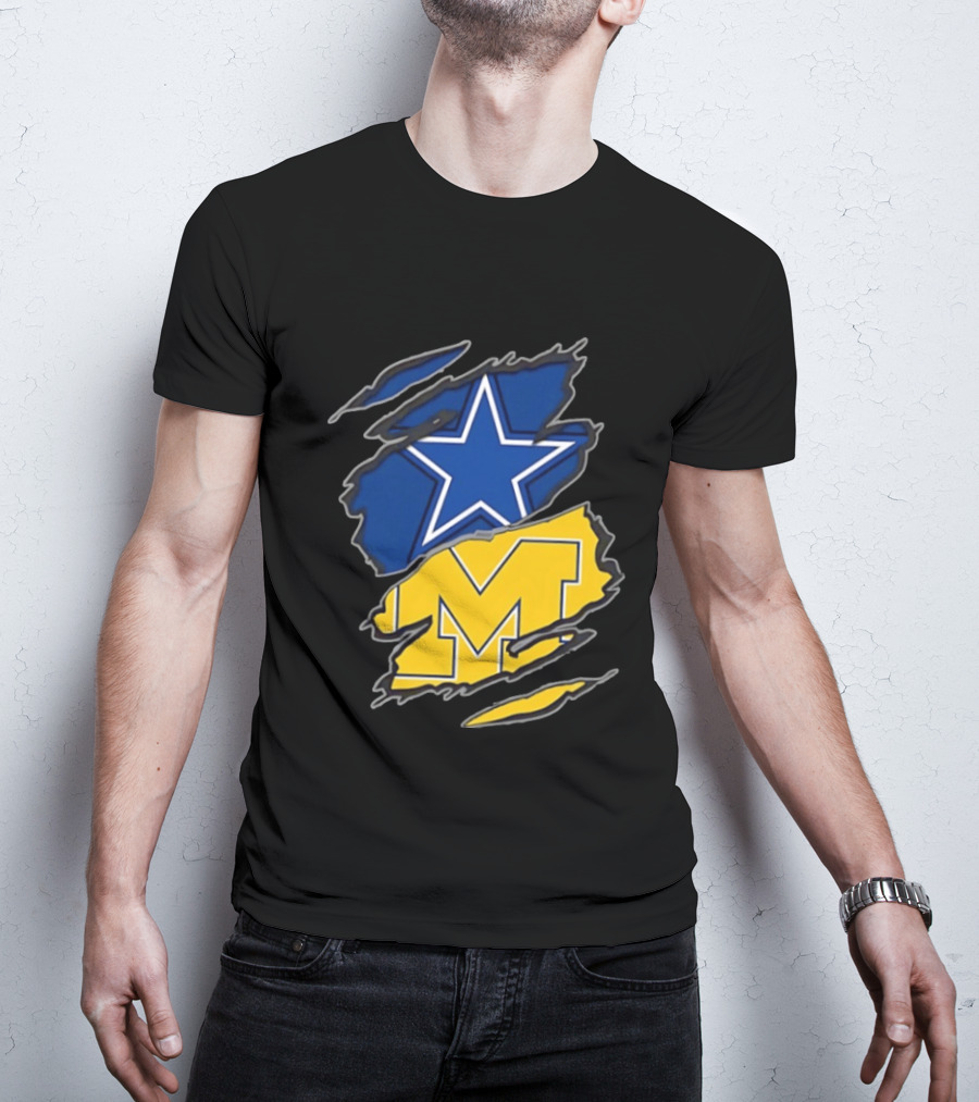 Dallas Cowboys Michigan Wolverines Two Teams One Heart T-Shirt