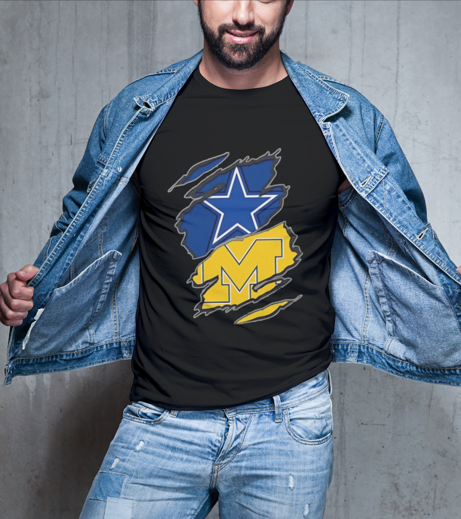 Dallas Cowboys Michigan Wolverines Two Teams One Heart T-Shirt