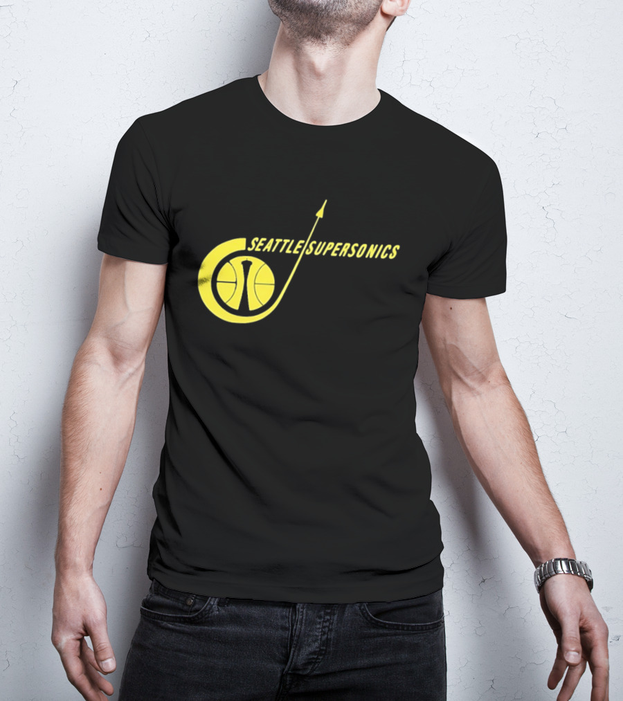 Seattle SuperSonics Basketball Space Needle Icon Yellow T-Shirt