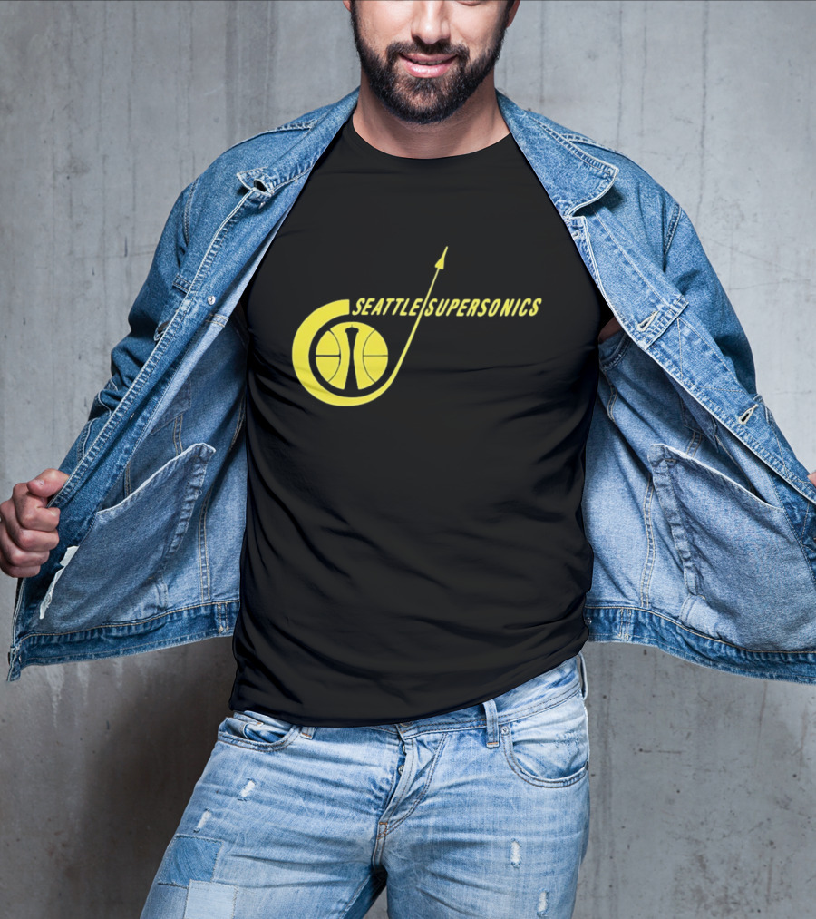 Seattle SuperSonics Basketball Space Needle Icon Yellow T-Shirt