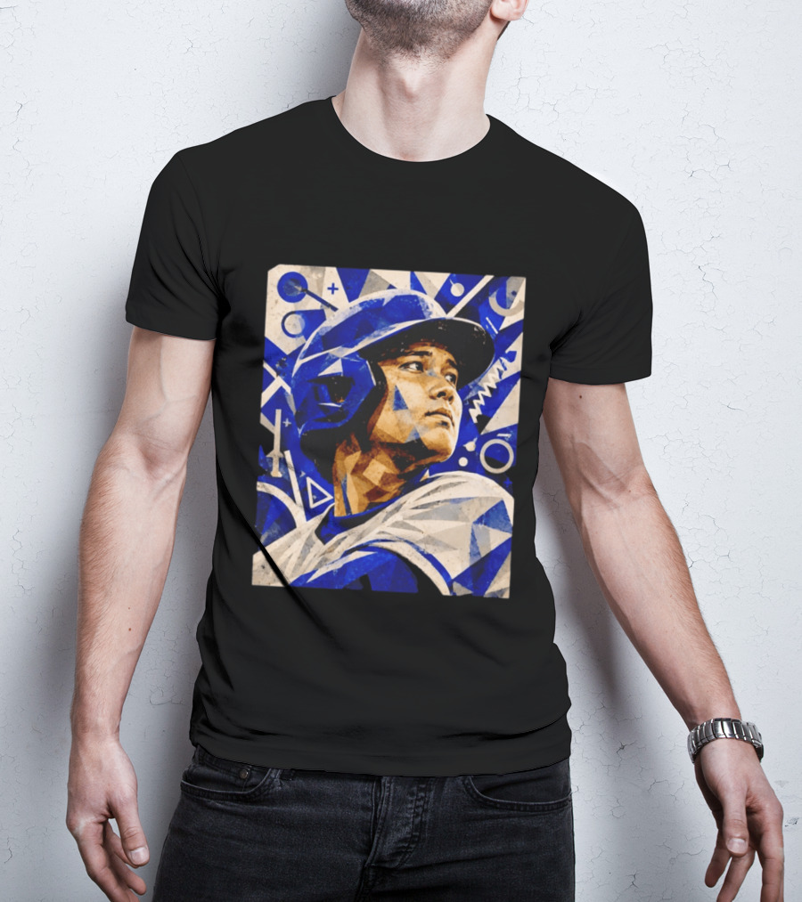 Shohei Ohtani Los Angeles Dodgers Geometric Blue Abstract Baseball T-Shirt