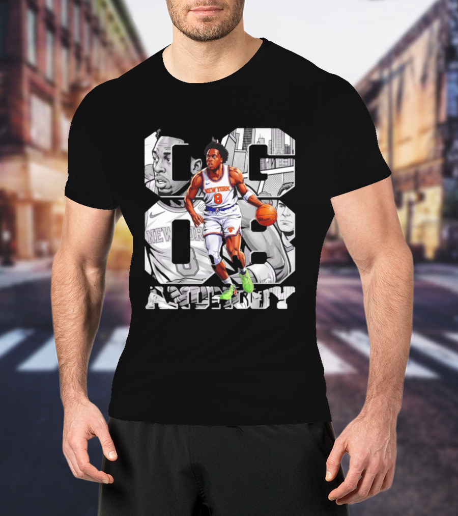 New York Anunoby 08 Basketball Comic Knicks T-Shirt